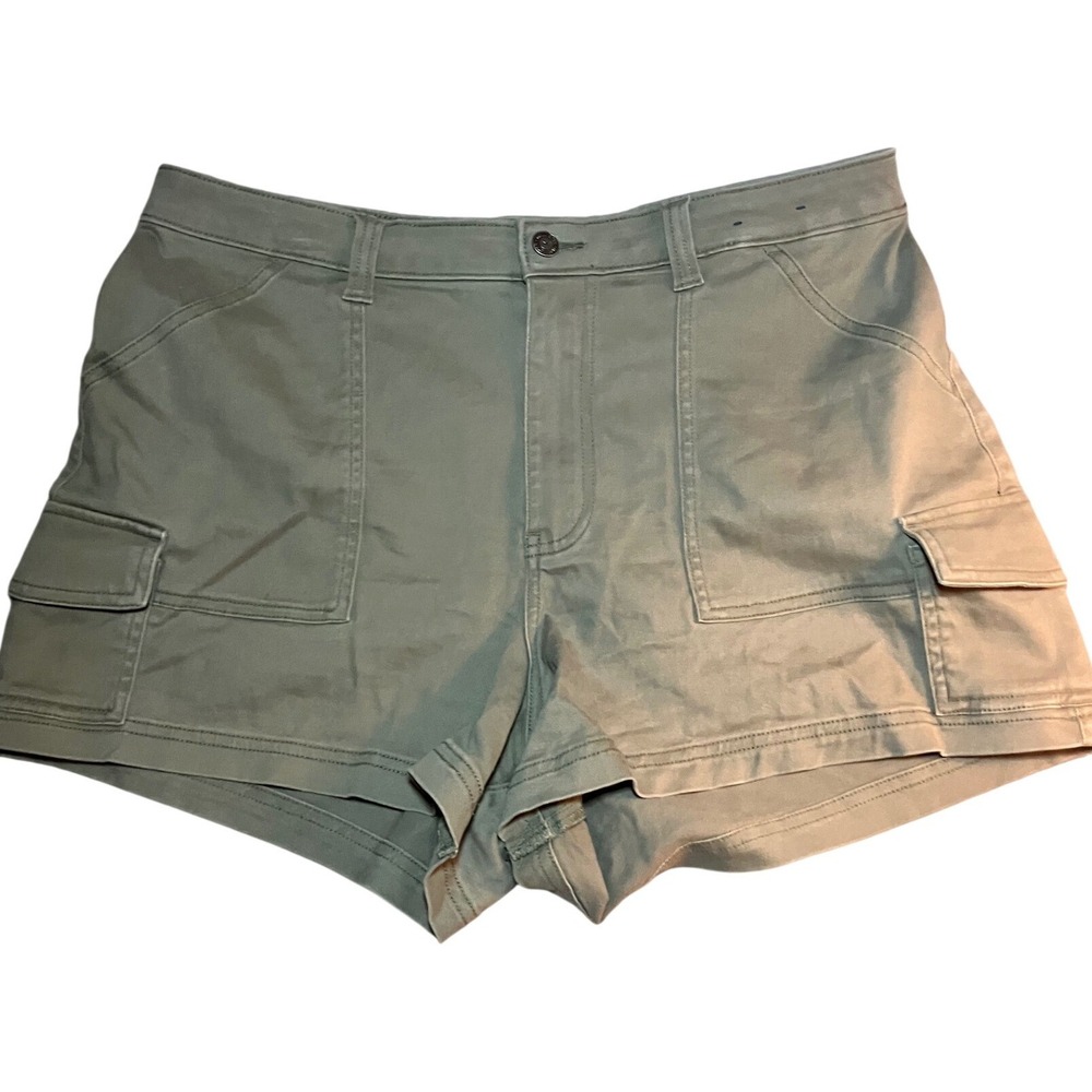 Hollister California Ultra High Rise Mom Shorts‎ Cargo Olive Green Sz 15 14